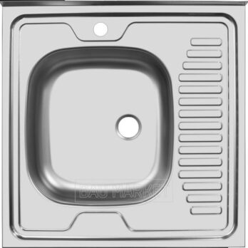 Кухонная мойка Ukinox Стандарт 600х600 без перелива, 0,4 миллиметра, выпуск 1 1/2″ (матовый) (STD600.600 —4C 0L-)