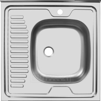 Кухонная мойка Ukinox Стандарт 600х600 без перелива, 0,4 миллиметра, выпуск 1 1/2″ (матовый) (STD600.600 —4C 0R-)