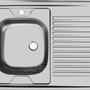 Кухонная мойка Ukinox Стандарт 800х600 без перелива, 0,5 миллиметра, выпуск 1 1/2″ (матовый) (STD800.600 —5C 0L-)