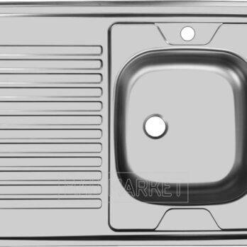 Кухонная мойка Ukinox Стандарт 800х600 без перелива, 0,5 миллиметра, выпуск 1 1/2″ (матовый) (STD800.600 —5C 0R-)